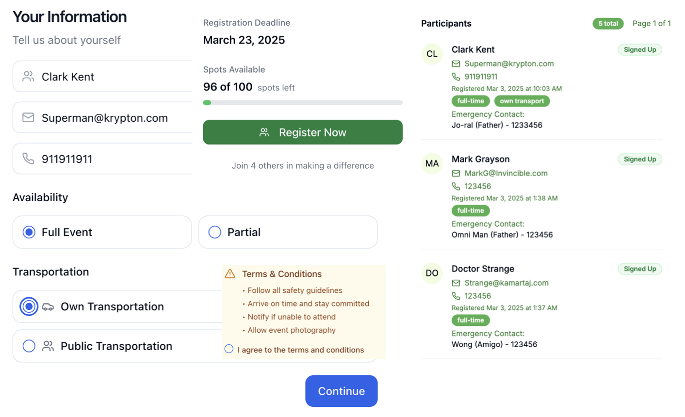 Hassle-Free Volunteer Registration & Management